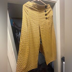 ZARA Mustard Yellow Printed Elastic-Waist Skirt